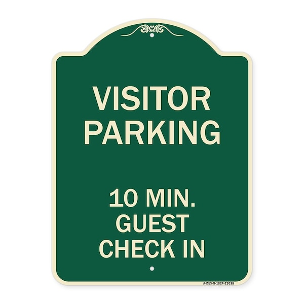 Reserved Parking Visitor Parking 10 Min. Guest Check In Heavy-Gauge Alum, 24" x 18", G-1824-23018